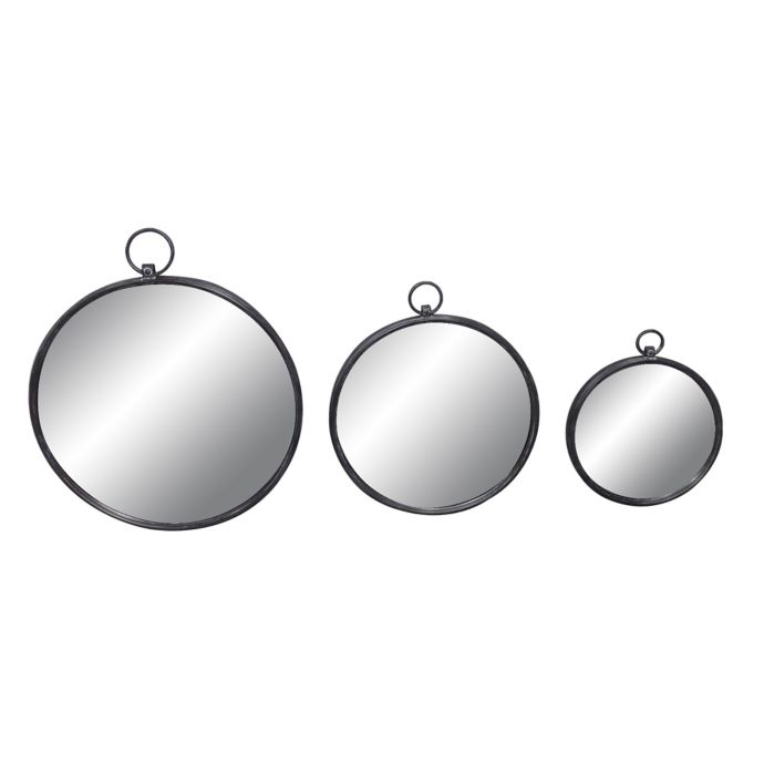 Set Of 3 Round Black Mirrors Mirror Ideas
