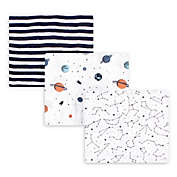 Hudson Baby&reg; 3-Pack Space Muslin Swaddle Blankets in White/Blue