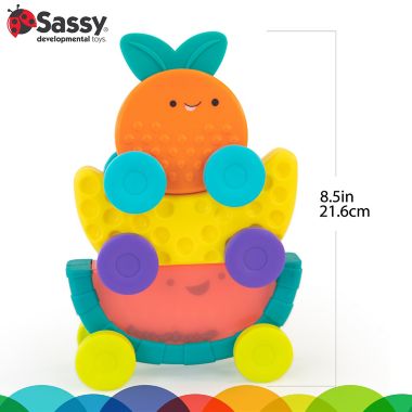 Sassy&reg; Stacking Fruit Action Cars. View a larger version of this product image.