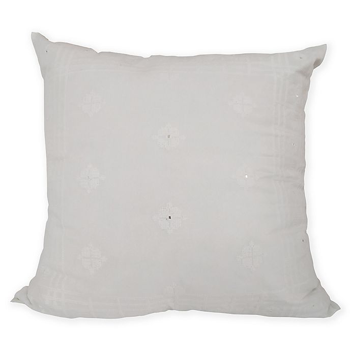 Global Caravan™ Cross Stitched Mirror European Pillow Sham in White