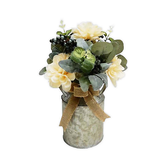 Alternate image 1 for Artificial White 14-Inch PolySilk Floral Arrangement in Tin Cansiter