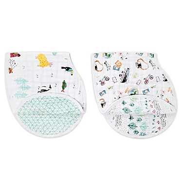 aden + anais&reg; World 2-Pack Burpy Bibs. View a larger version of this product image.