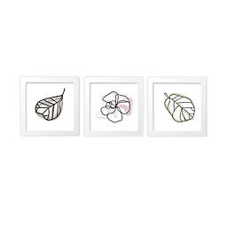 goumi® Organic Cotton 3-Piece Abstract Floral Framed Wall Art Set in White