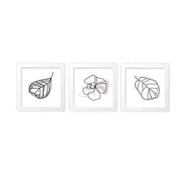 goumi&reg; Organic Cotton 3-Piece Abstract Floral Framed Wall Art Set in White. View a larger version of this product image.