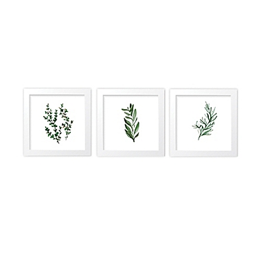 goumi&reg; Organic Cotton 3-Piece Botanical Framed Wall Art Set in White. View a larger version of this product image.