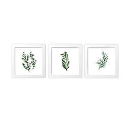 goumi® Organic Cotton 3-Piece Botanical Framed Wall Art Set in White