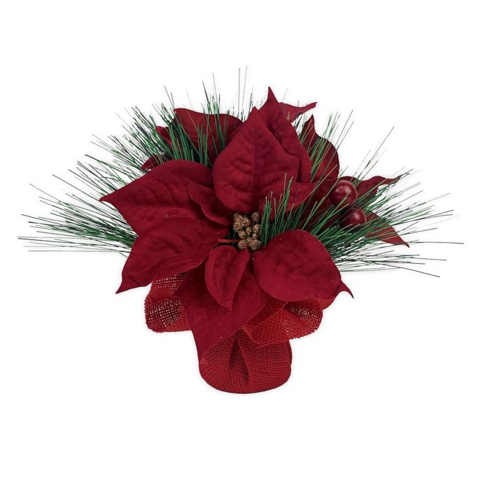 8Inch Artificial Poinsettia Potted Plant in Red Bed Bath and Beyond