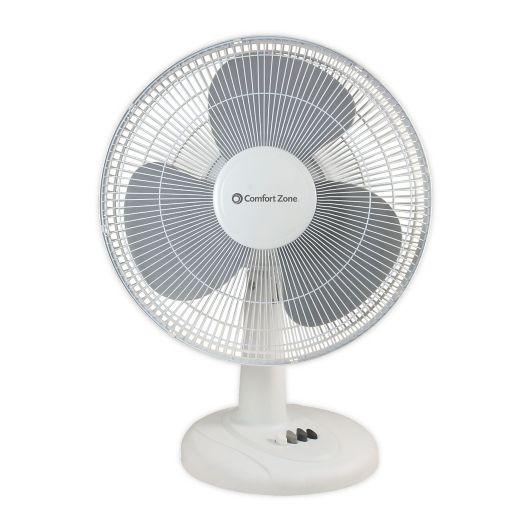 Comfort Zone 16 Inch 3 Speed Oscillating Table Fan In White Bed Bath Beyond
