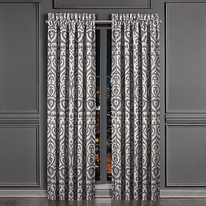 J Queen New York Tribeca 2 Pack 84, Charcoal Damask Curtains