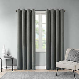 Madison Park Englewood 95-Inch Grommet Solid Piece Dyed Curtain Panel in Charcoal (Single)