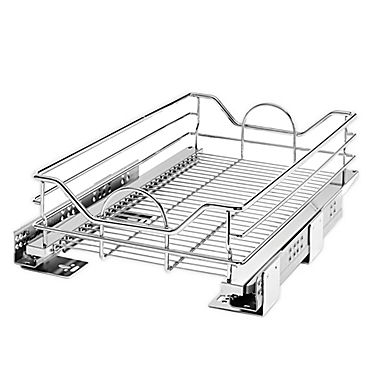 Rev-A-Shelf&reg; Single Tier Metal Pull Out Basket in Chrome. View a larger version of this product image.