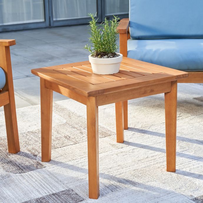 Vifah Gloucester 20-Inch Square Eucalyptus Patio Side Table | Bed Bath ...