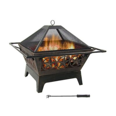 Sunnydaze Northern Galaxy Wood Fire Pit, Sunnydaze Foldable Fire Pit Cooking Grill Gratered Stainless Steel
