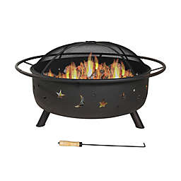 Sunnydaze Decor Cosmic Wood-Burning Fire Pit with Protective Screen Cover in Bronze