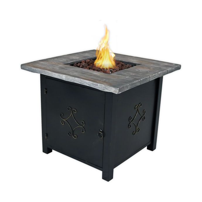 Sunnydaze Square Propane Gas Fire Pit with Lava Rocks ...