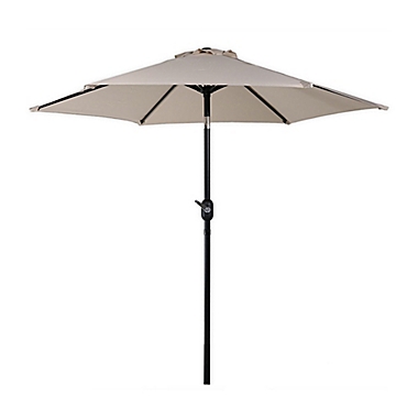 Sunnydaze Decor 7.5-Foot Octagon Aluminum Tilting Market Umbrella in Beige. View a larger version of this product image.