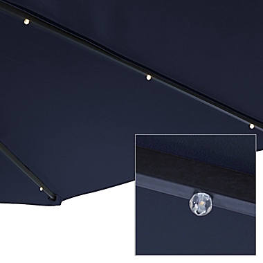 Sunnydaze 10-Foot Offset Solar LED Patio Umbrella in Navy Blue. View a larger version of this product image.