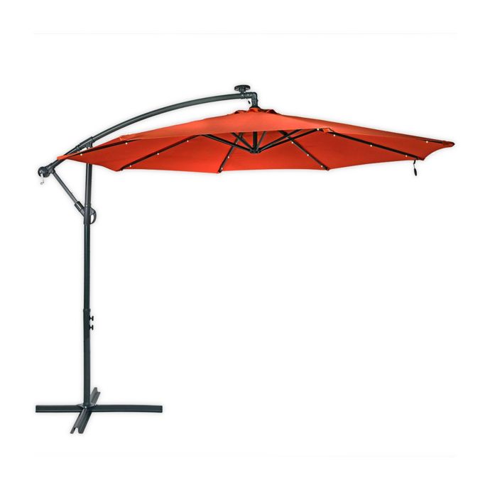 Sunnydaze 10 Foot Offset Solar Led Patio Umbrella Bed Bath Beyond