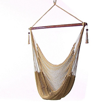 Sunnydaze Decor Caribbean Hanging Rope Hammock Chair in Tan. View a larger version of this product image.