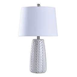 StyleCraft Shannon Table Lamp in White with Fabric Shade