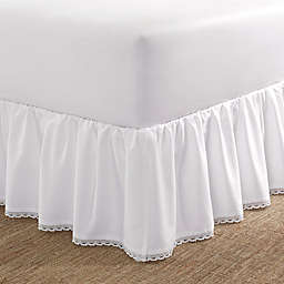 Laura Ashley® Crochet Ruffled King Bed Skirt in White