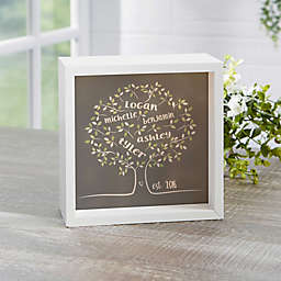 Tree of Life Personalized Ivory LED Light Shadow Box Collection