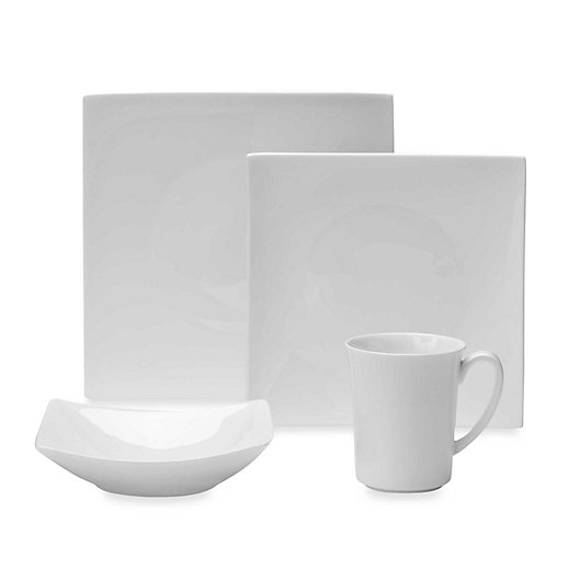 Alternate image 1 for Nevaeh White® by Fitz and Floyd® Hard Square 4-Piece Place Setting