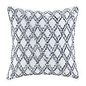 INK+IVY Riko Cotton Embroidered Square Pillow in Navy