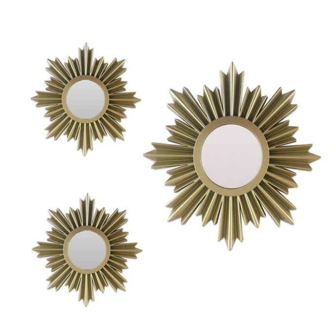 Star Burst 3 Piece Round Wall Mirror Set In Gold Bed Bath And Beyond Canada