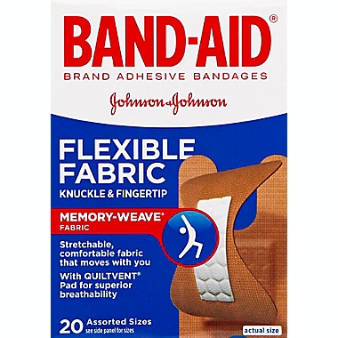 Johnson &amp; Johnson&reg; Band-Aid&reg; 20-Count Flexible Fabric Assorted Adhesive Bandages. View a larger version of this product image.
