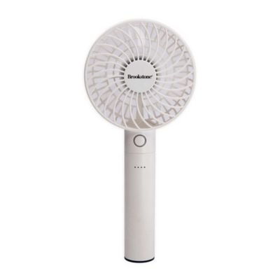 Brookstone&reg; 4-Inch Rechargeable Mini Fan with Power Bank in White