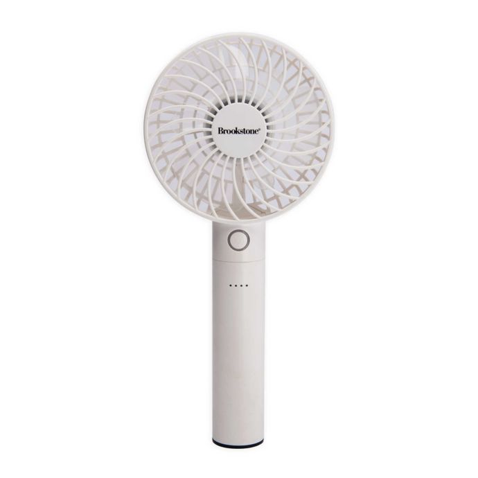 Brookstone 4 Inch Rechargeable Mini Fan With Power Bank In White