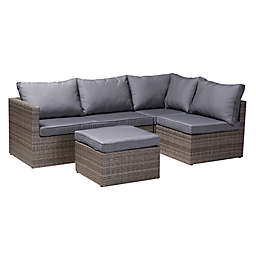 Baxton Studio™ Denise 4-Piece Woven Rattan Outdoor Patio Furniture Set in Grey