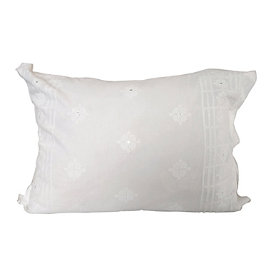 Global Caravan&trade; Cross Stitched Mirror Standard Pillow Sham in White. View a larger version of this product image.