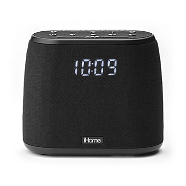 iHome&trade; Bluetooth Dual Alarm Clock Radio with Speakerphone and USB Port in Black. View a larger version of this product image.