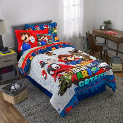 NEW KIDS SUPER MARIO ODYSSEY CAPS OFF TWIN/FULL REVERSIBLE COMFORTER AND SHEETS 