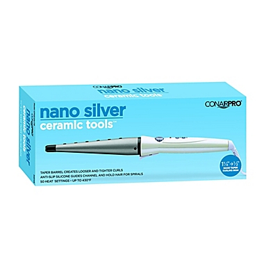 ConairPRO&reg; Nano SIlver Curling Wand in Silver/White. View a larger version of this product image.