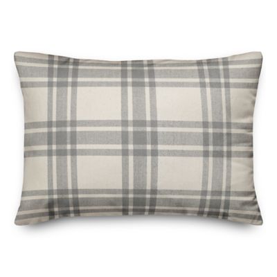 gray plaid throw pillow