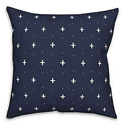 Navy Coastal Cross Dots 18x18 Spun Poly Pillow
