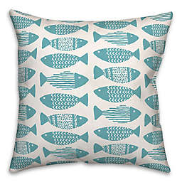 Teal School of Fish 18x18 Spun Poly Pillow