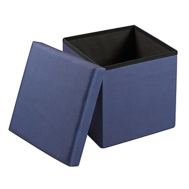 SALT&trade; 15-Inch Folding Storage Ottoman with Tray in Navy. View a larger version of this product image.