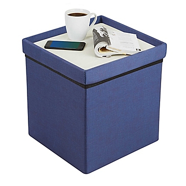 SALT&trade; 15-Inch Folding Storage Ottoman with Tray in Navy. View a larger version of this product image.