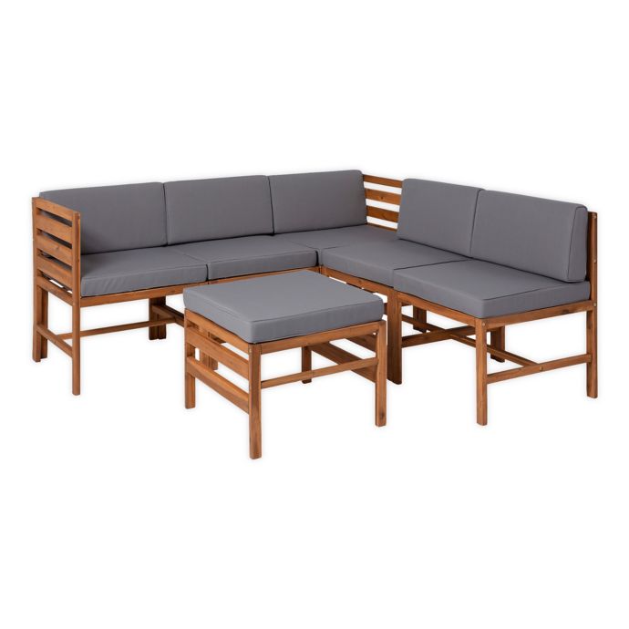 Forest Gate 6 Piece Modular Acacia Wood Patio Sectional Set Bed Bath Beyond