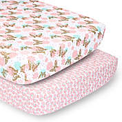 The Peanutshell&trade; 2-Pack Butterfly Floral Fitted Crib Sheets