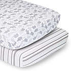 Alternate image 0 for The Peanutshell&trade; 2-Pack Elephant Stripe Fitted Crib Sheets in White/Grey