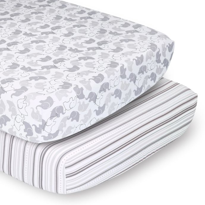 The Peanutshell™ 2-Pack Elephant Stripe Fitted Crib Sheets ...