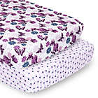 Alternate image 0 for The Peanutshell&trade; 2-Pack Purple Butterfly Fitted Crib Sheets