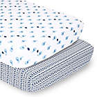 Alternate image 0 for The Peanutshell&trade; Fitted Crib Sheets in Blue Elephant/Tribal (2-Pack)