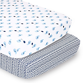 Blue and Grey Elephant Fitted Crib Sheet by The Peanut Shell Little Peanut Navy 