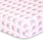 Alternate image 1 for The Peanutshell&trade; Fitted Crib Sheets in Pink Elephants/Pink Hearts (2-Pack)